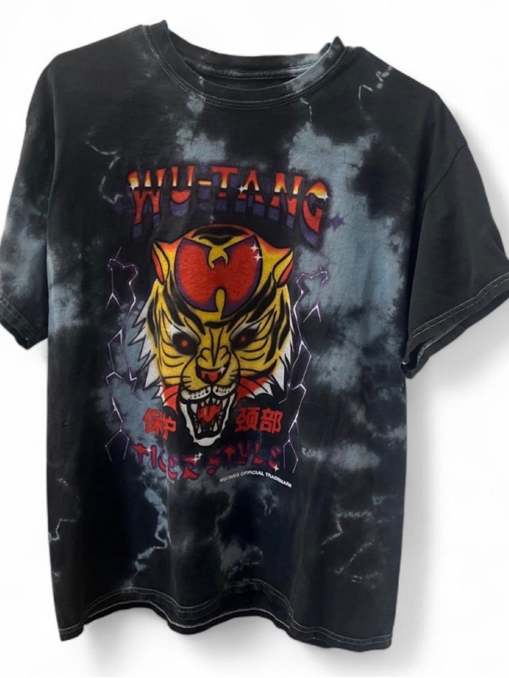 Wu-Tang Black Tie-Dye Tiger Graphic Short Sleeve Tee
